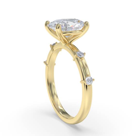 Oval and Round Diamond Designer Ring
