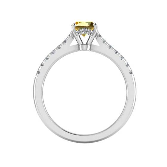 0.70ct VS2/FY Oval Natural Fancy Yellow Diamond Halo Shoulder Set