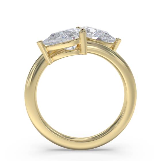 2 Stone Pear Diamond Ring