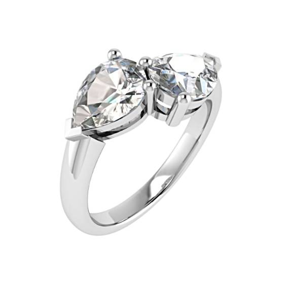 2 Stone Pear Diamond Ring