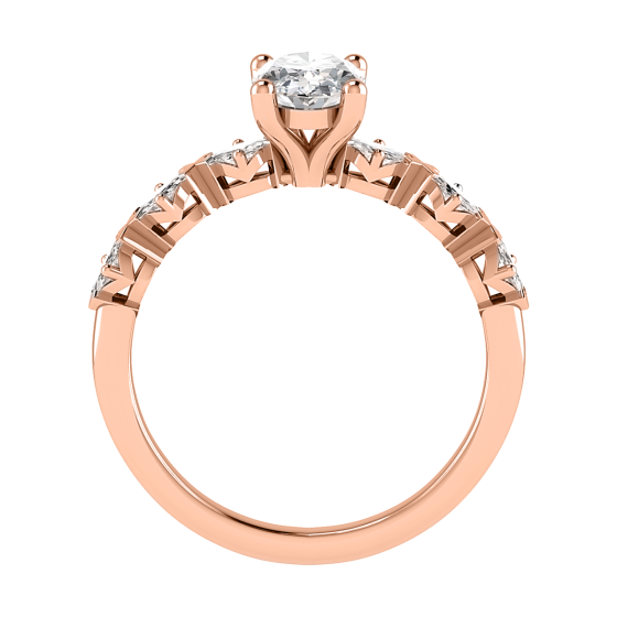 Oval and Marquise Diamond Shoulder Set Ring