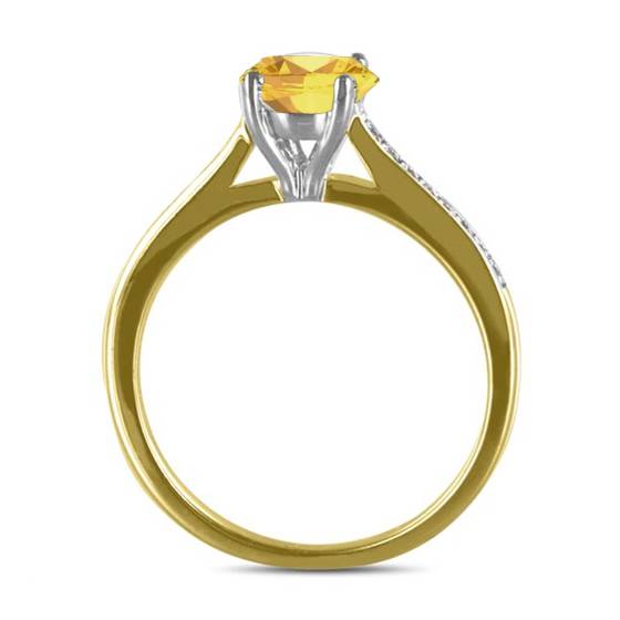 Fancy Yellow Oval Diamond Shoulder Set Ring