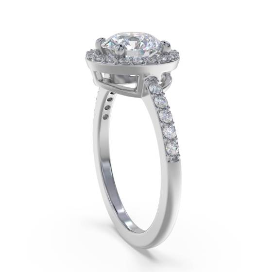 Modern Round Diamond Single Halo Ring