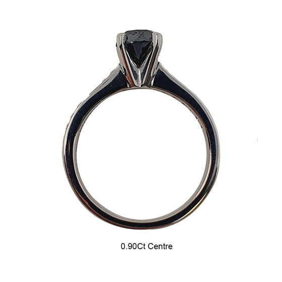 Round Black Diamond Shoulder Set Ring