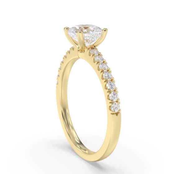 Cushion Diamond Shoulder Set Ring