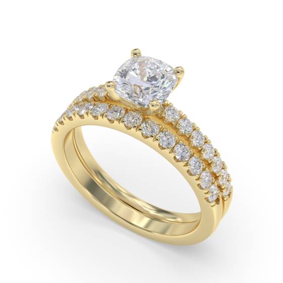 Cushion Diamond Shoulder Set Ring