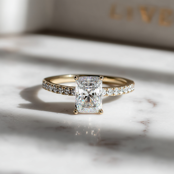 Radiant Diamond Shoulder Set Ring