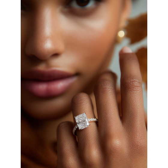 Radiant Diamond Shoulder Set Ring