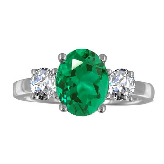 Oval Emerald and Diamond Trilogy Ring
