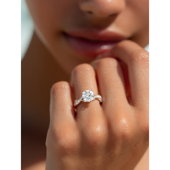 Round Shoulder Set Diamond Engagement Ring