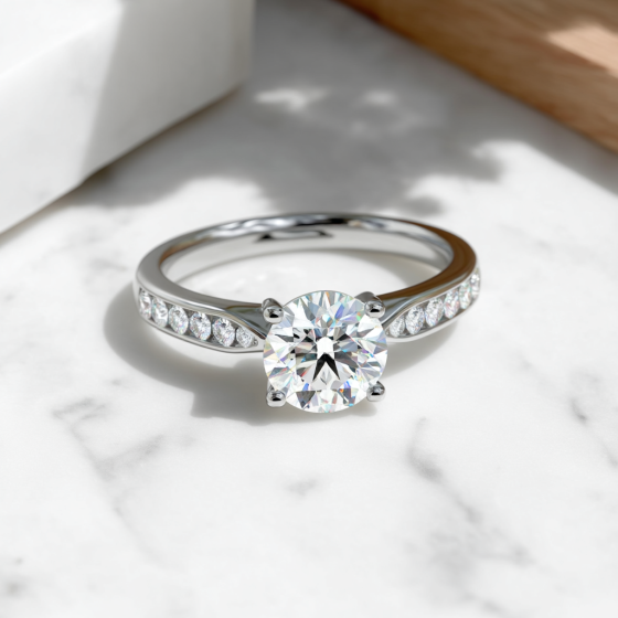 Round Shoulder Set Diamond Engagement Ring