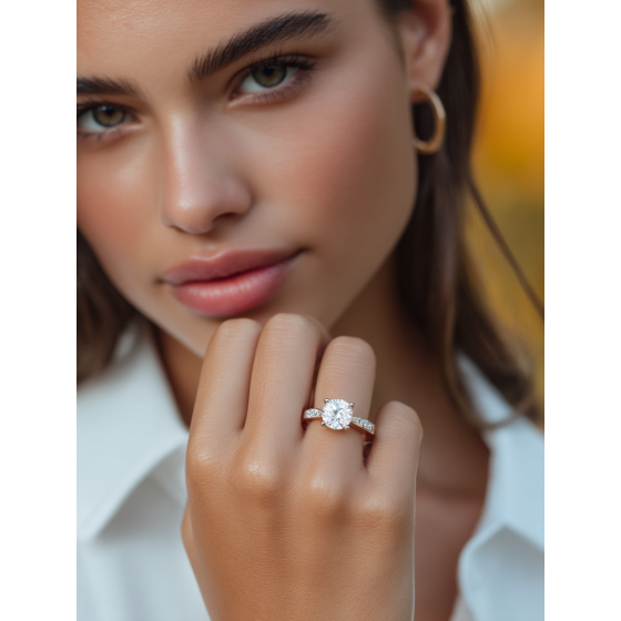 Round Shoulder Set Diamond Engagement Ring