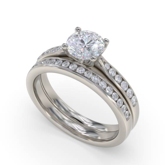 Round Shoulder Set Diamond Engagement Ring