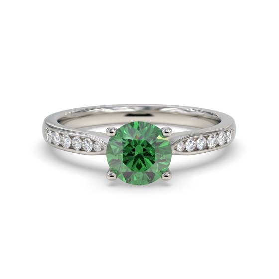 Round Emerald and Diamond Ring