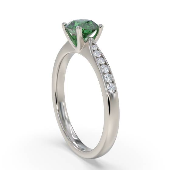 Round Emerald and Diamond Ring