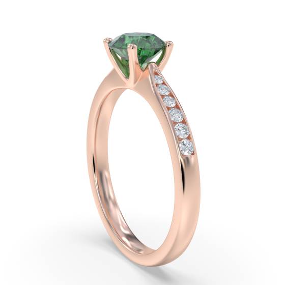 Round Emerald and Diamond Ring