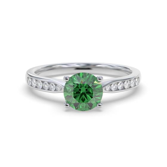 Round Emerald and Diamond Ring