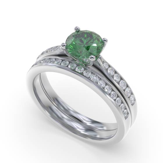 Round Emerald and Diamond Ring
