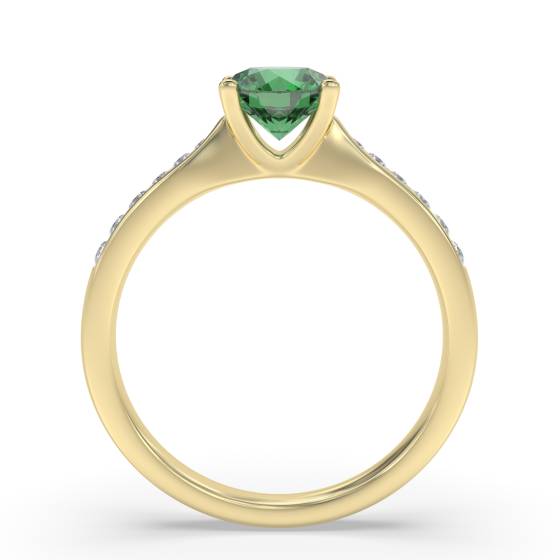 Round Emerald and Diamond Ring