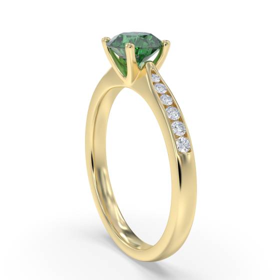 Round Emerald and Diamond Ring
