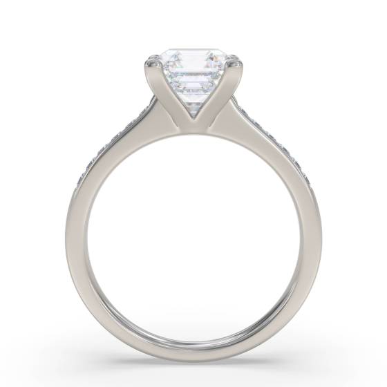 Asscher Diamond Shoulder Set Ring