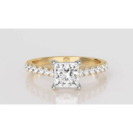 1.30ct I1/G Princess Natural Diamond Shoulder Set Ring
