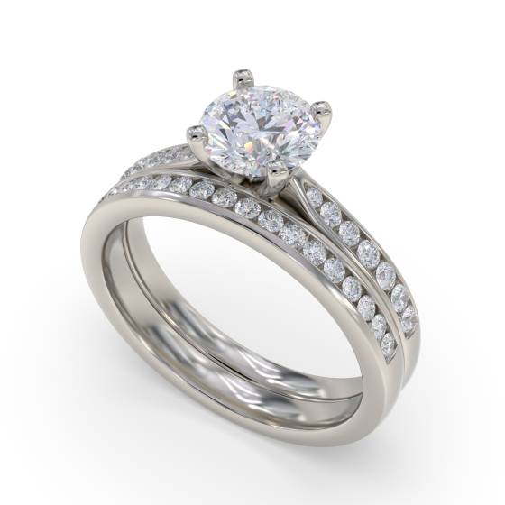 Round Diamond Shoulder Set Ring