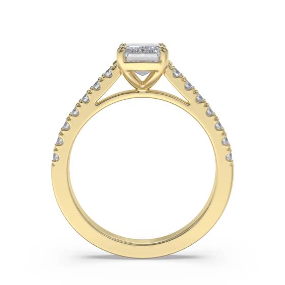 Emerald Diamond Shoulder Set Ring