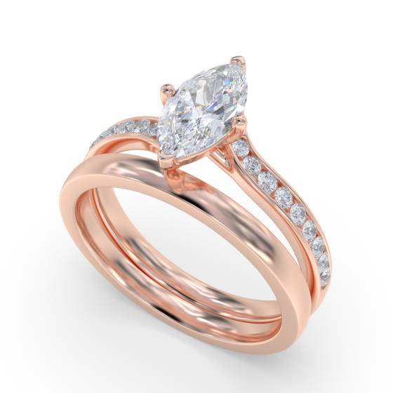 Marquise Diamond Shoulder Set Ring