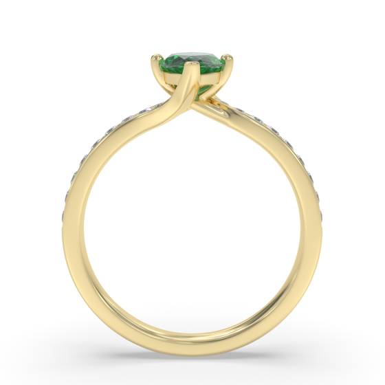 Fancy Emerald Green Marquise Diamond Shoulder Set Ring