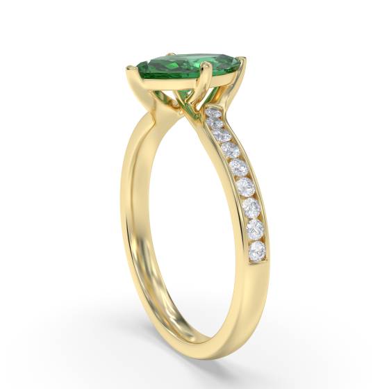 Fancy Emerald Green Marquise Diamond Shoulder Set Ring