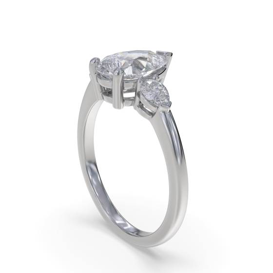 Unique Pear Diamond Trilogy Ring
