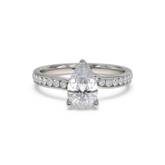 GIA Certified 1.10ct SI2/D Pear Diamond Shoulder Set Ring
