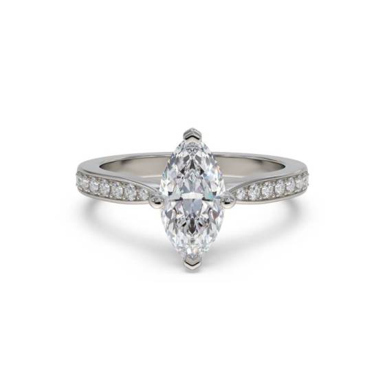 GIA Certified 0.75ct SI1/E Marquise Diamond Shoulder Set Ring