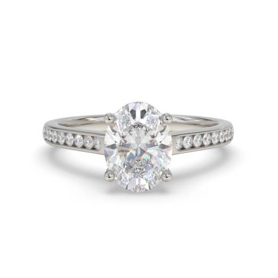 GIA Certified 1.40ct VVS2/F Oval Diamond Shoulder Set Ring
