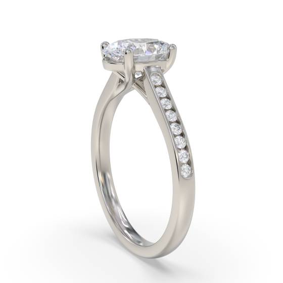 Oval Diamond Shoulder Set Ring