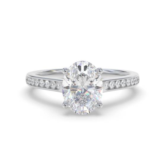 Oval Diamond Shoulder Set Ring