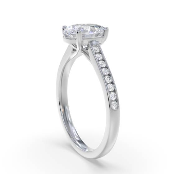 Oval Diamond Shoulder Set Ring