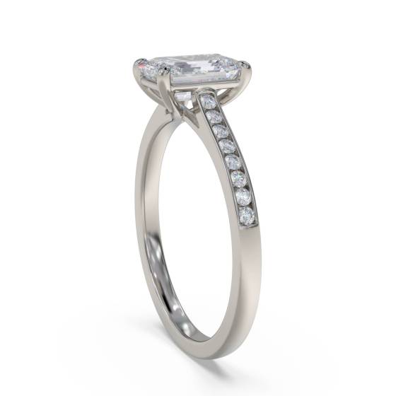 1.00 SI2/F Emerald Natural Diamond Shoulder Set Ring