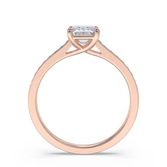 Emerald Diamond Shoulder Set Ring