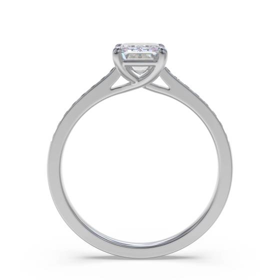 Emerald Diamond Shoulder Set Ring