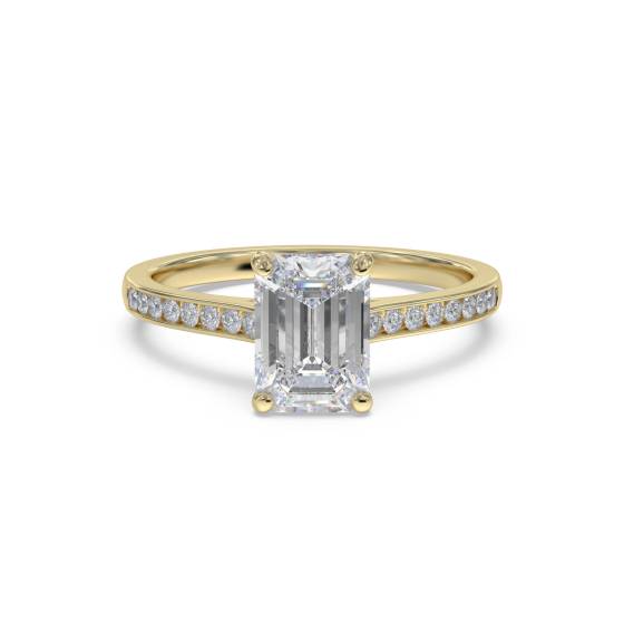 Emerald Diamond Shoulder Set Ring