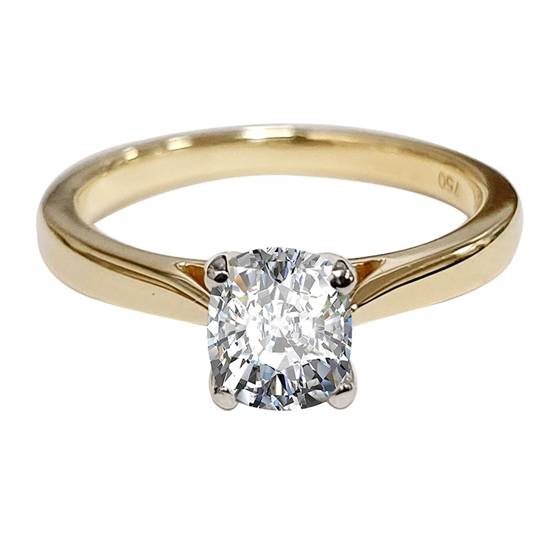 0.91ct I1/E Cushion Natural Diamond Solitaire Engagement Ring