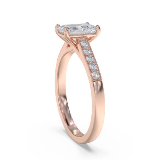 Emerald Diamond Shoulder Set Ring