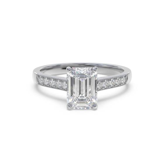 Emerald Diamond Shoulder Set Ring