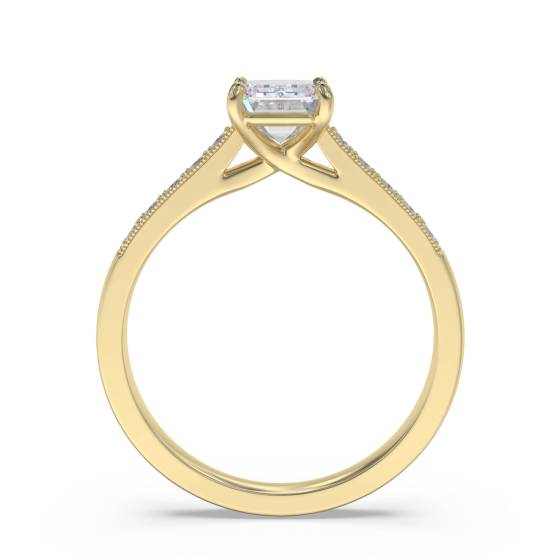 Emerald Diamond Shoulder Set Ring