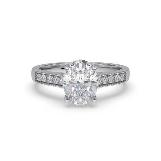 Oval Diamond Shoulder Set Ring