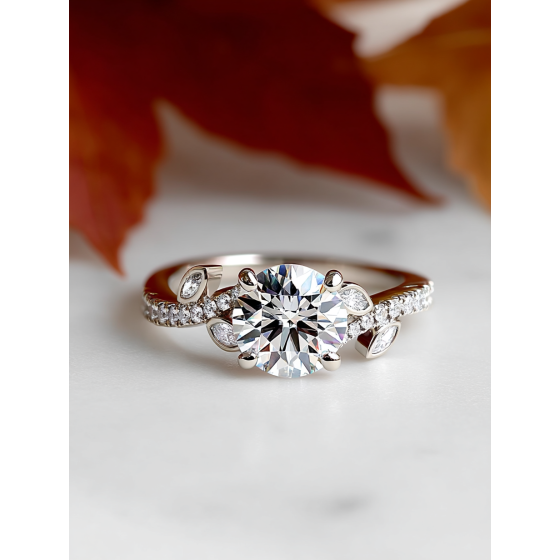 Round Diamond Designer Shoulder Set Ring