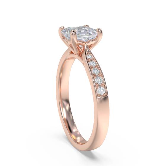 Asscher Diamond Shoulder Set Engagement Ring