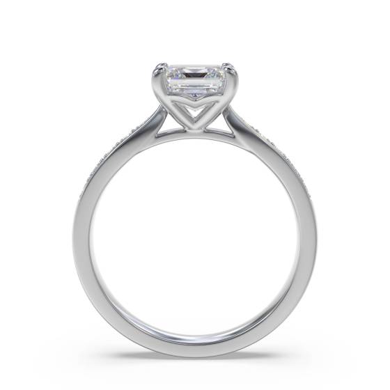 Asscher Diamond Shoulder Set Engagement Ring